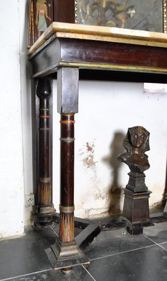 Console Table & Egyptomania Mirror in Polychrome Carved Wood, Madrasa Craft School, Early 20th-Century-SYQ-1115828