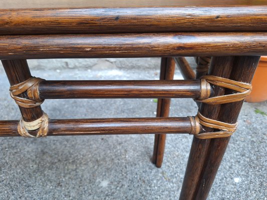 Console Table in Bamboo and Leather by Lyda Levi for McGuire, 1970s-OHK-1822836