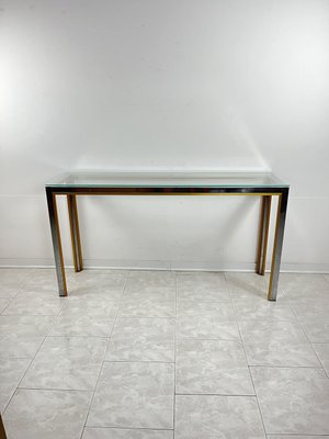 Console Table in Chromed Metal and Brass, 1960s-YST-2021684