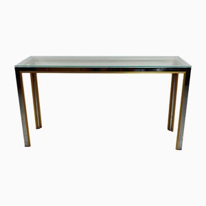 Console Table in Chromed Metal and Brass, 1960s-YST-2021684