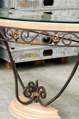 Console Table in Patinated Iron and Crystal-PTH-1335668