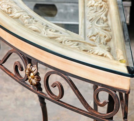 Console Table in Patinated Iron and Crystal-PTH-1335668