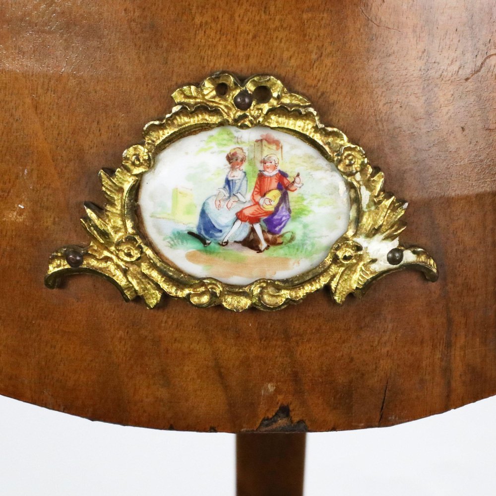 Console Table with Porcelain Medallions and Brass Bronze Decor