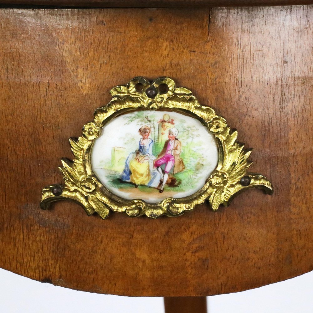 Console Table with Porcelain Medallions and Brass Bronze Decor