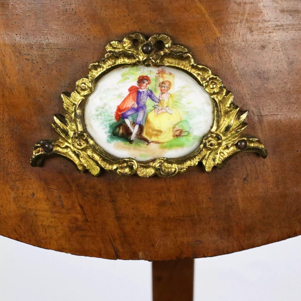 Console Table with Porcelain Medallions and Brass Bronze Decor