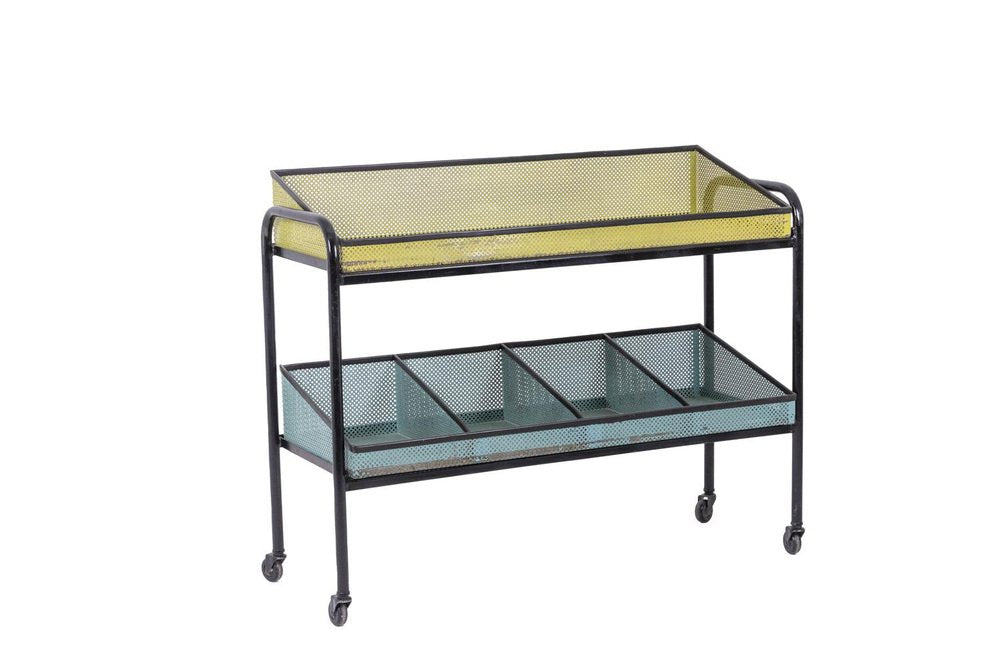 Console Tables in Perforated Sheet Metal and Metal, 1950s, Set of 2