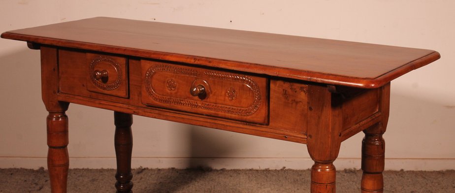 Console with Two Drawers in Cherry Wood, 18th Century-HPU-2022807