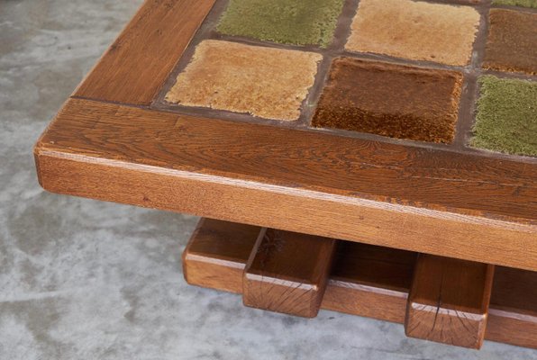 Constructivist Coffee Table in Oak and Ceramic, 1960s-FEW-2026379