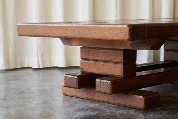 Constructivist Coffee Table in Oak and Ceramic, 1960s-FEW-2026379