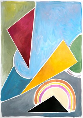 Constructivist Triangles in Pastel Primary Tones, Abstract Geometric Shapes, 2021-RWC-988839