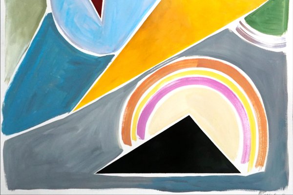 Constructivist Triangles in Pastel Primary Tones, Abstract Geometric Shapes, 2021-RWC-988839