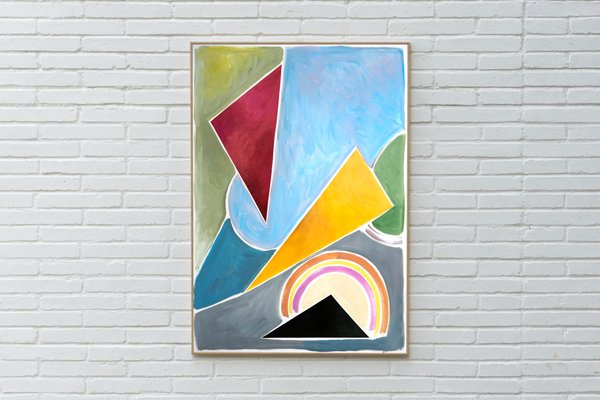 Constructivist Triangles in Pastel Primary Tones, Abstract Geometric Shapes, 2021-RWC-988839