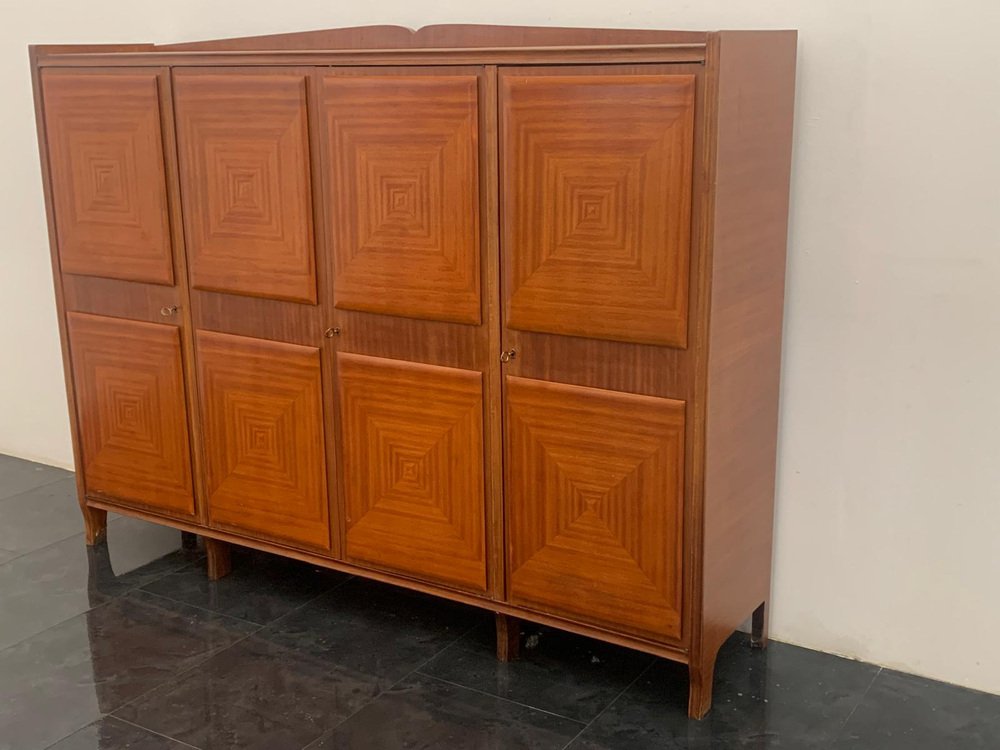 Container in Mahogany with Finely Inlaid Bosses by Paolo Buffa, 1950