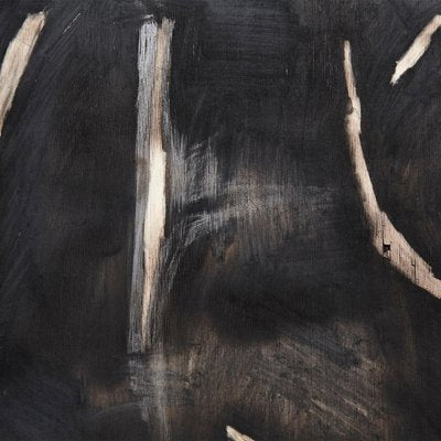 Contemporary Abstract Black Painting on Wood by Adrian-WM-1045127