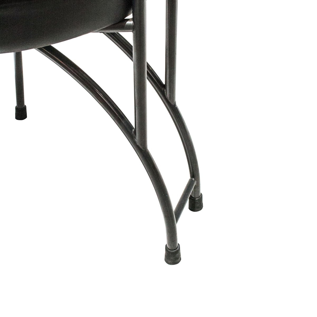 Contemporary Black Lacquered Iron Leatherette Chairs, Italy, 1980, Set of 4