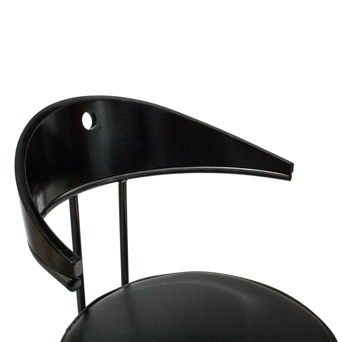 Contemporary Black Lacquered Iron Leatherette Chairs, Italy, 1980, Set of 4