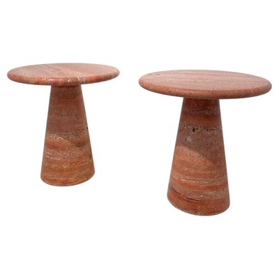 Contemporary Italian Side Tables in Red Travertine, Set of 2-FGA-1270630