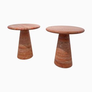 Contemporary Italian Side Tables in Red Travertine, Set of 2-FGA-1270630