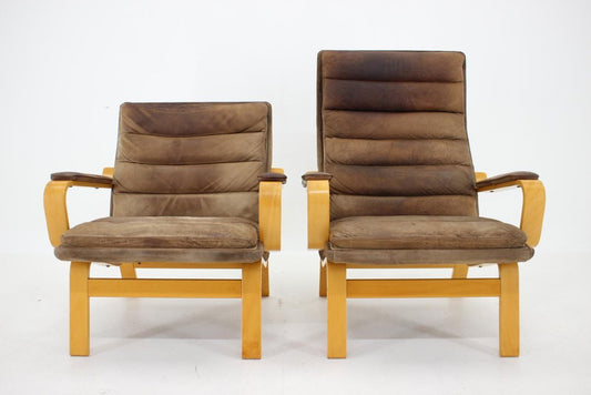 Contino Leather Armachair attributed to Yngve Ekström, Sweden, 1970s, Set of 2