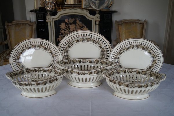 Copeland Spode Creamware Baskets with Underplate, 1800s, Set of 3-DVX-1814614