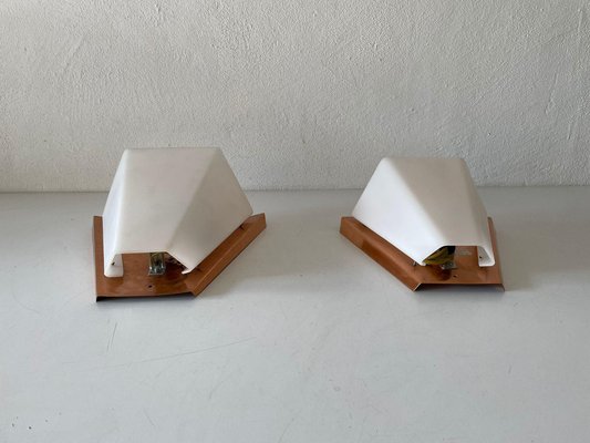 Copper and Acrylic Glass Sconces by Weckelweller Werkstätten, Germany, 1950s, Set of 2-RDS-1310734