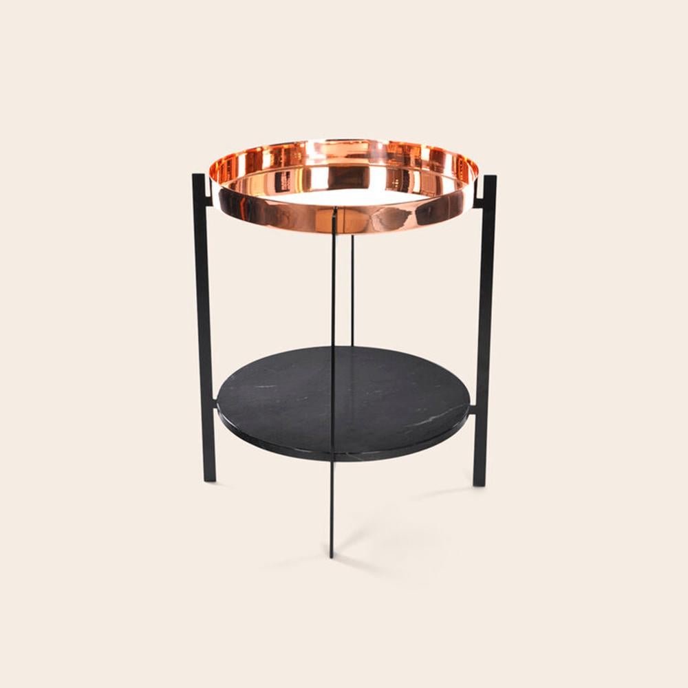 Copper and Black Marquina Marble Deck Table by OxDenmarq