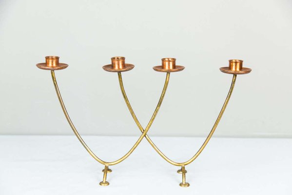 Copper and Brass Candle Holder for 4 Candles, 1950s-SPD-1140175