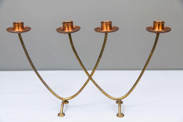 Copper and Brass Candle Holder for 4 Candles, 1950s-SPD-1140175