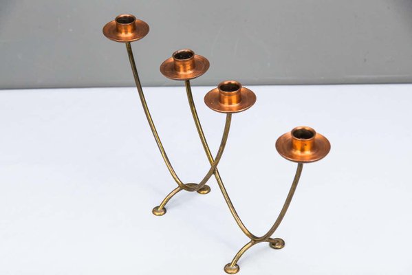 Copper and Brass Candle Holder for 4 Candles, 1950s-SPD-1140175