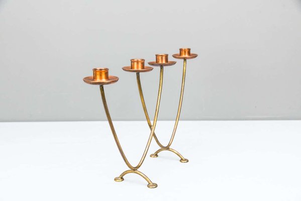 Copper and Brass Candle Holder for 4 Candles, 1950s-SPD-1140175