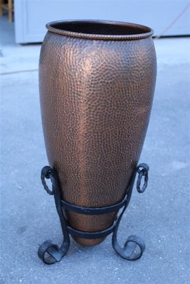 Copper and Forged Iron Umbrella Stand, 1950s-EH-699748