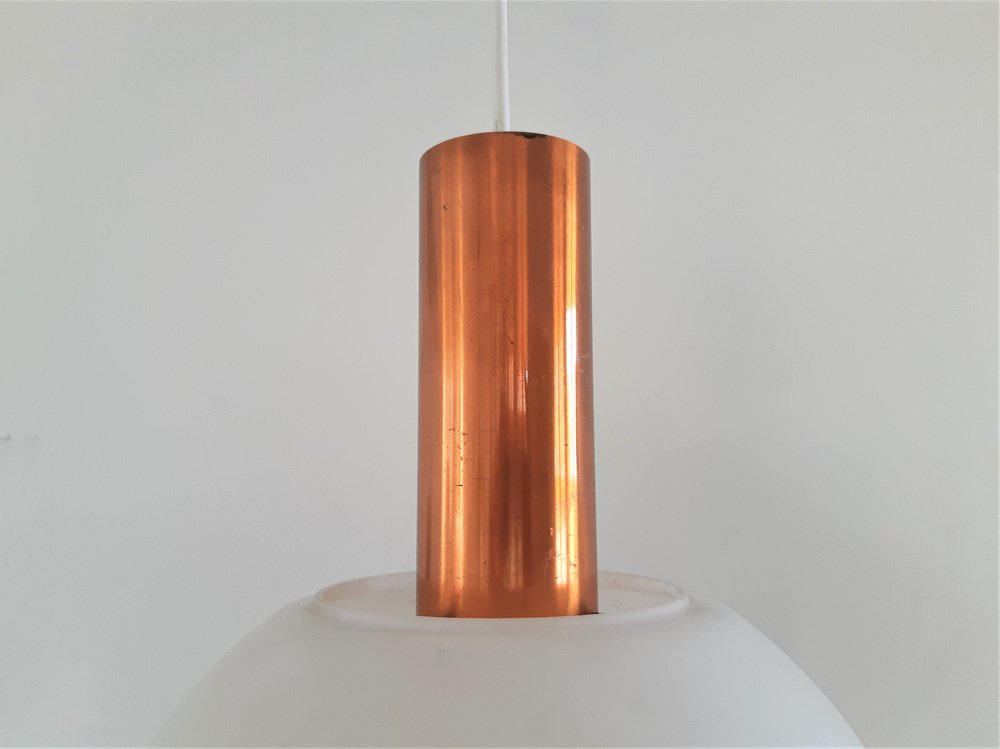 Copper and Glass Pendant Lamps from Hiemstra Evolux, 1960s, Set of 2