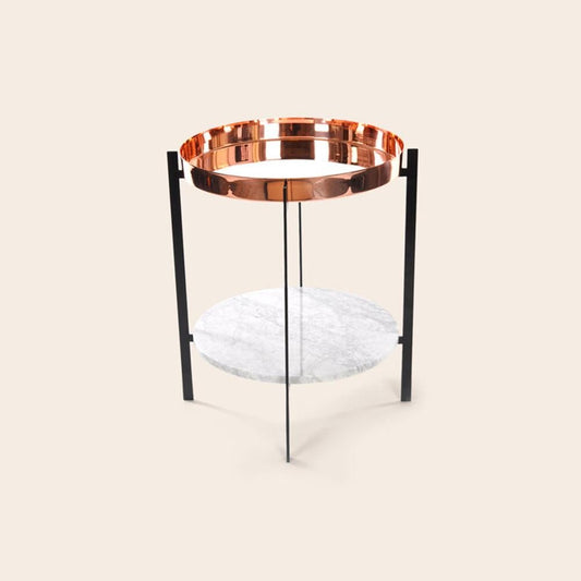 Copper and White Carrara Marble Deck Table by OxDenmarq