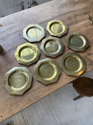 Copper Brass Plates, 1950s, Set of 8-LCU-838712