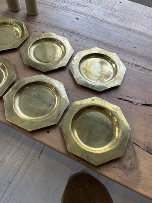 Copper Brass Plates, 1950s, Set of 8-LCU-838712