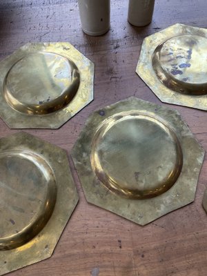 Copper Brass Plates, 1950s, Set of 8-LCU-838712