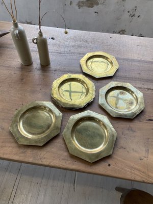 Copper Brass Plates, 1950s, Set of 8-LCU-838712