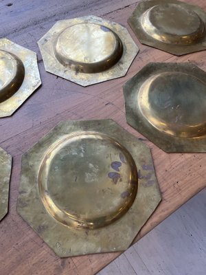 Copper Brass Plates, 1950s, Set of 8-LCU-838712