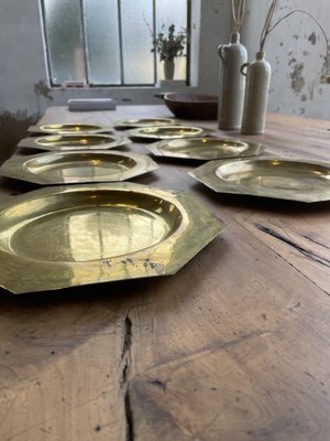 Copper Brass Plates, 1950s, Set of 8-LCU-838712