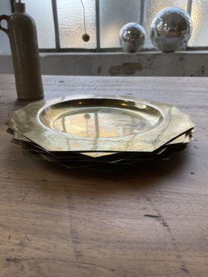 Copper Brass Plates, 1950s, Set of 8-LCU-838712