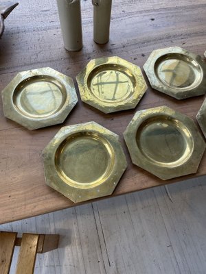 Copper Brass Plates, 1950s, Set of 8-LCU-838712