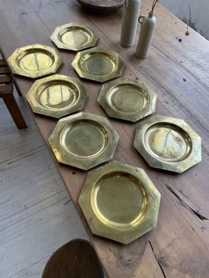 Copper Brass Plates, 1950s, Set of 8-LCU-838712