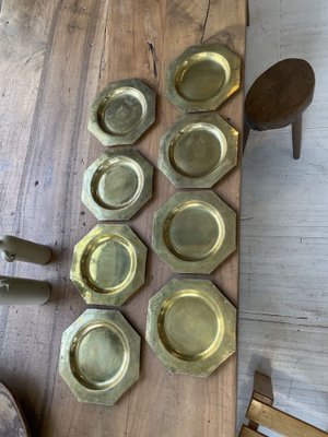 Copper Brass Plates, 1950s, Set of 8-LCU-838712