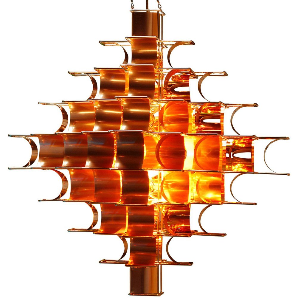 Copper Cassiope 9 Level Suspension Lamps by Sebastien Sauze, Set of 2