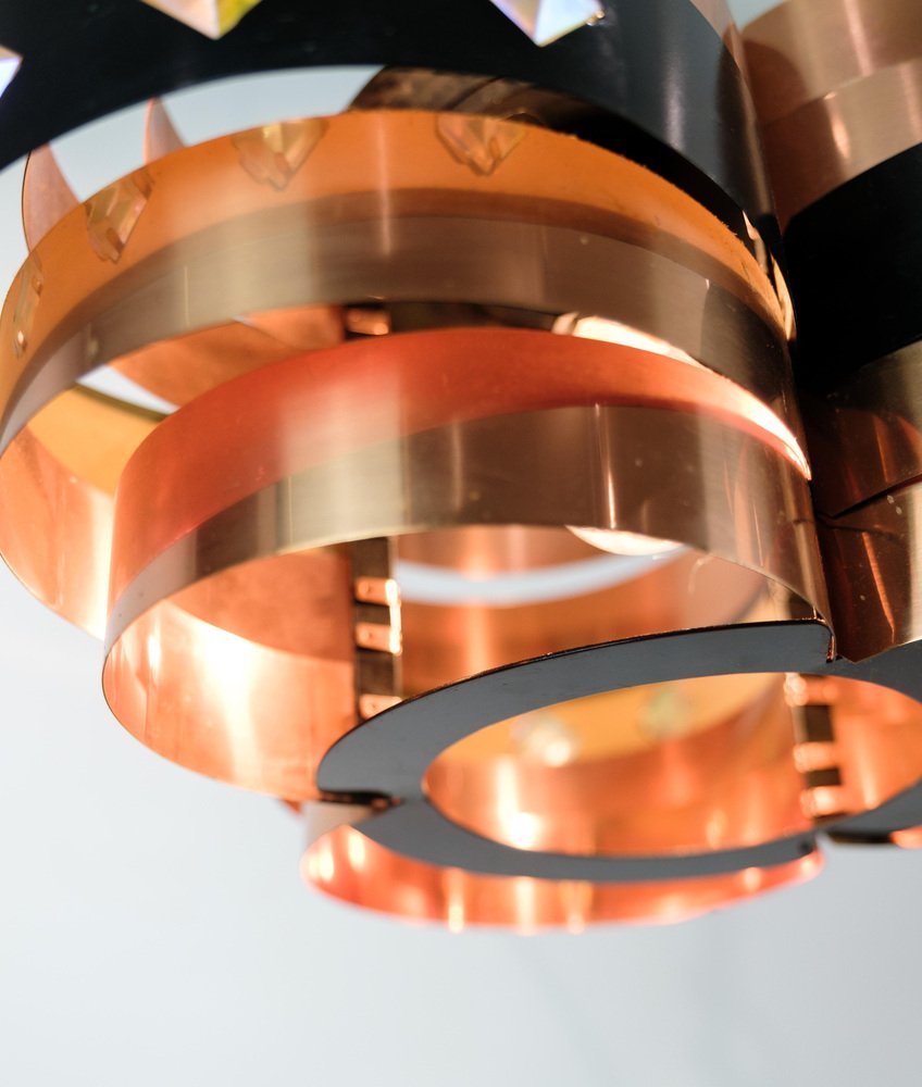 Copper Ceiling Lamp from Werner Schou, 1970s