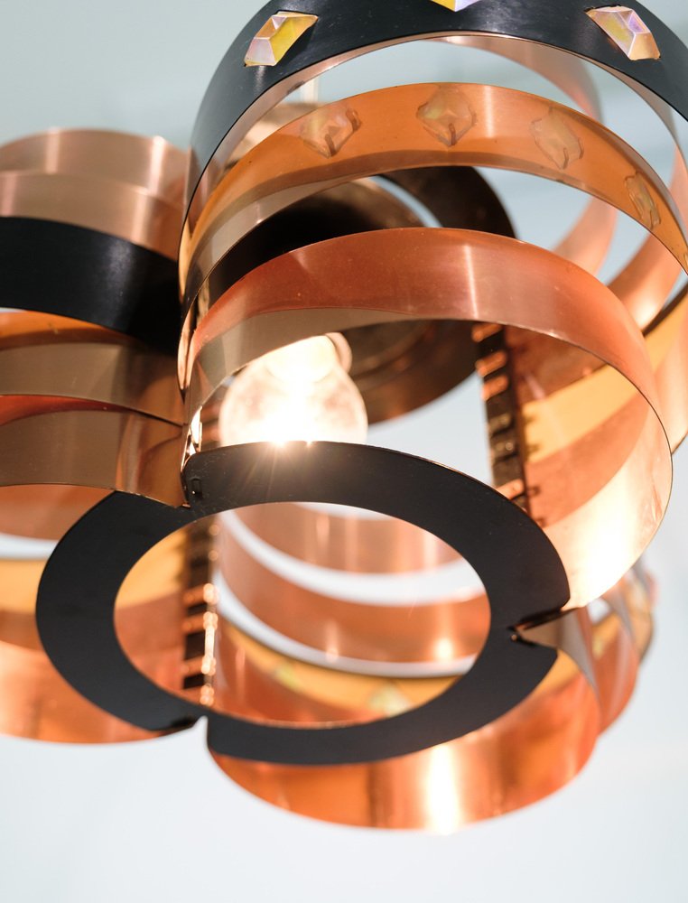 Copper Ceiling Lamp from Werner Schou, 1970s