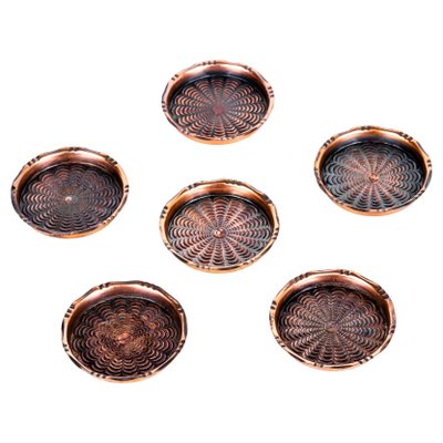 Copper Coaster, Vienna, 1950s, Set of 6-SPD-1438427