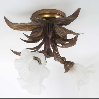 Copper & Murano Glass Ceiling Lamp from Liberty, 1930s-NJV-857242