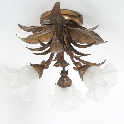 Copper & Murano Glass Ceiling Lamp from Liberty, 1930s-NJV-857242