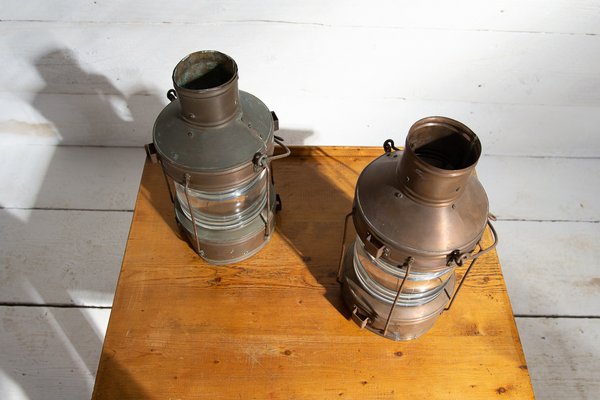 Copper Naval Lanterns, 1900s, Set of 2-EBW-2017112